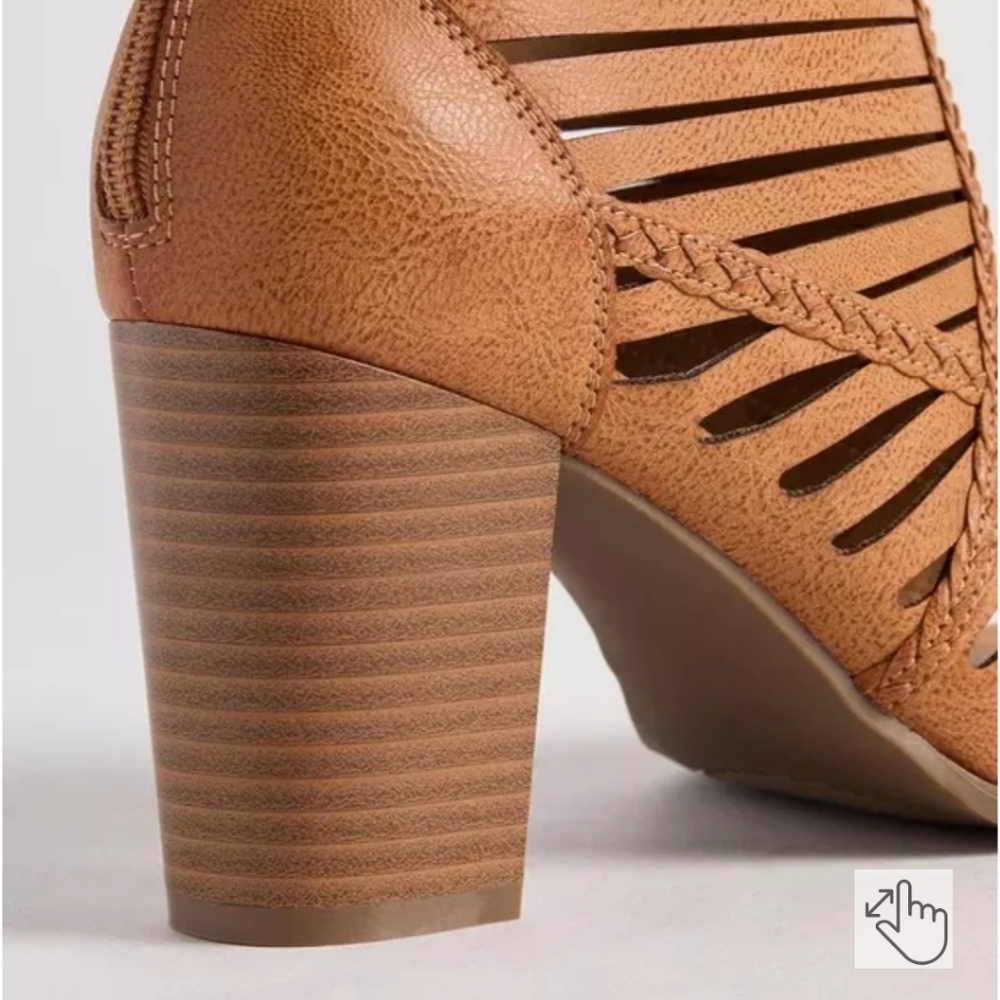 Torrid Tan Cutout Heeled Boots Back Zip Size 11.5 WW - Picture 5 of 7